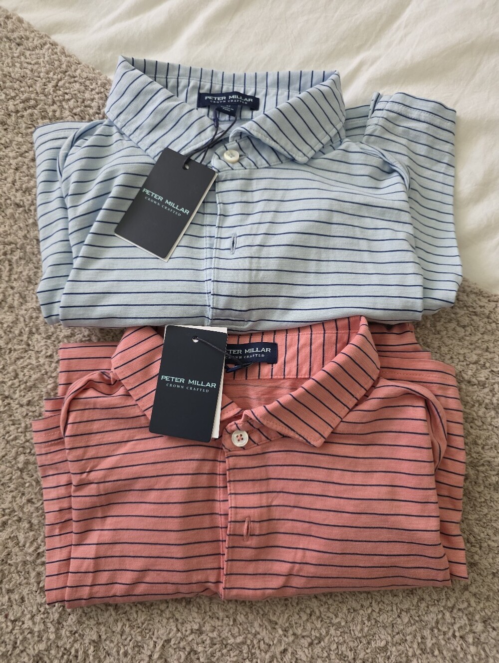 Lot Of 2 Peter Millar Striped Polos